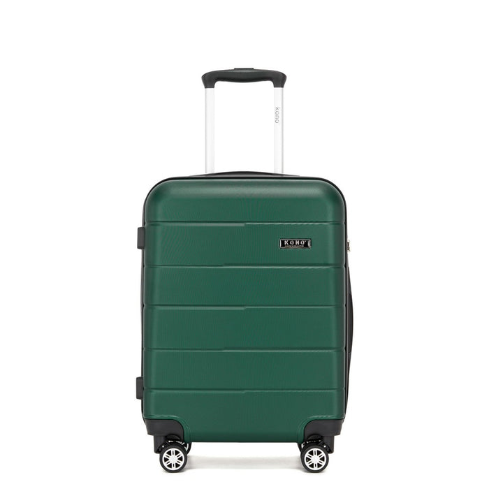 KSK2694 - Kono 20 Inch PC Hard Shell Suitcase, Carry-On Luggage with Silent Wheels & Organised Interior - Green And Black