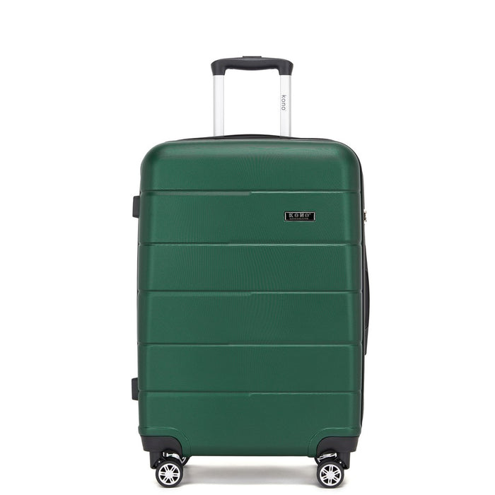 KSK2694 - Kono 24 Inch PC Hard Shell Suitcase, Check‑in Luggage with Silent Wheels & Organised Interior - Green And Black