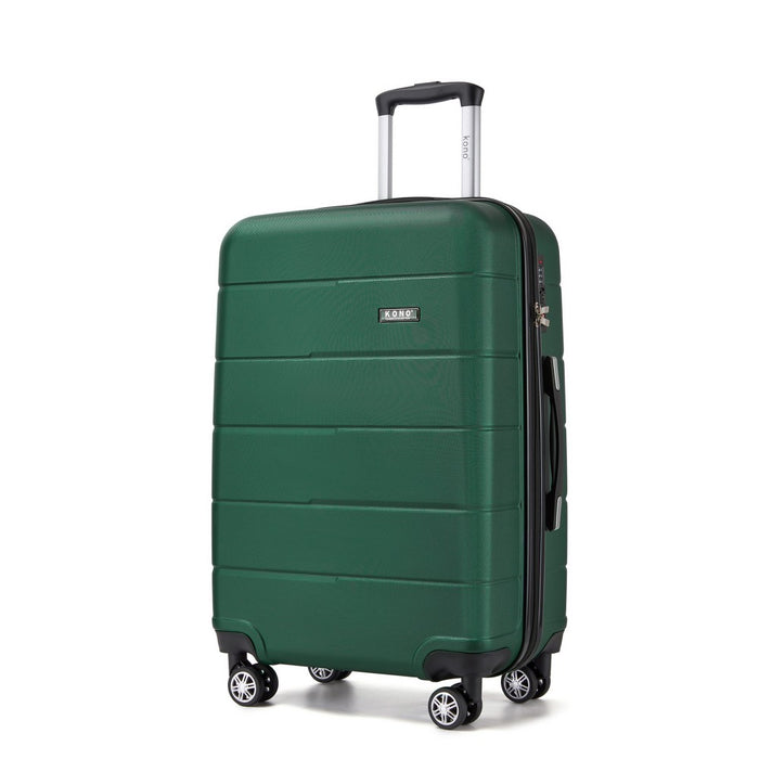 KSK2694 - Kono 24 Inch PC Hard Shell Suitcase, Check‑in Luggage with Silent Wheels & Organised Interior - Green And Black