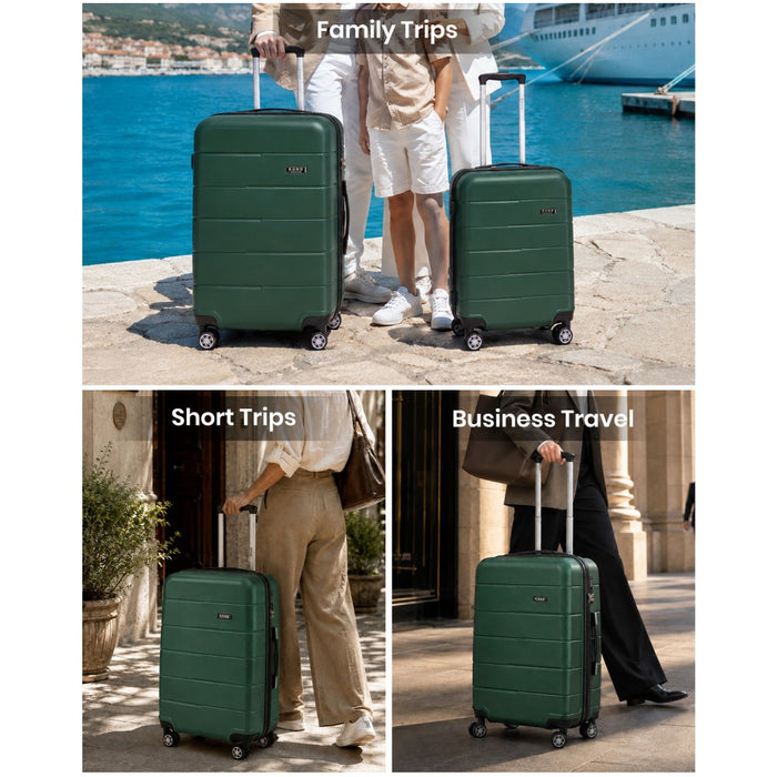 KSK2694 - Kono 28 Inch PC Hard Shell Suitcase, Large Check‑in Luggage with Silent Wheels & Organised Interior - Green And Black