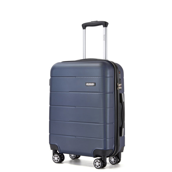 KSK2694 - Kono 20 Inch PC Hard Shell Suitcase, Carry-On Luggage with Silent Wheels & Organised Interior - Navy And Black