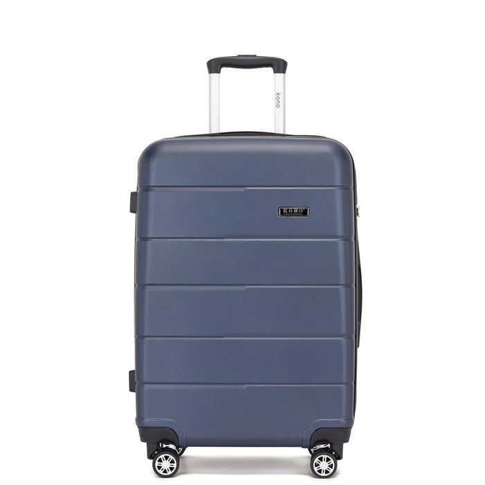 KSK2694 - Kono 24 Inch PC Hard Shell Suitcase, Check‑in Luggage with Silent Wheels & Organised Interior - Navy And Black