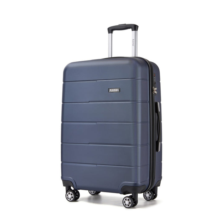KSK2694 - Kono 24 Inch PC Hard Shell Suitcase, Check‑in Luggage with Silent Wheels & Organised Interior - Navy And Black
