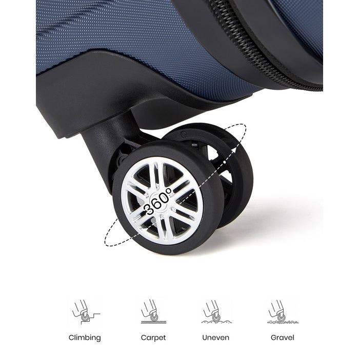 KSK2694 - Kono 20/24/28 Inch PC Hard Shell Suitcase Set, Lightweight Luggage with Silent Wheels & Organised Interior - Navy And Black
