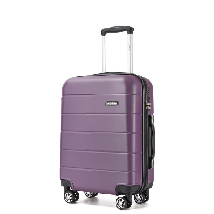 KSK2694 - Kono 20 Inch PC Hard Shell Suitcase, Carry-On Luggage with Silent Wheels & Organised Interior - Purple And Black