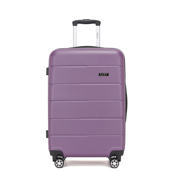 KSK2694 - Kono 24 Inch PC Hard Shell Suitcase, Check‑in Luggage with Silent Wheels & Organised Interior - Purple And Black