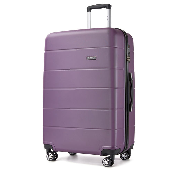 KSK2694 - Kono 28 Inch PC Hard Shell Suitcase, Large Check‑in Luggage with Silent Wheels & Organised Interior - Purple And Black