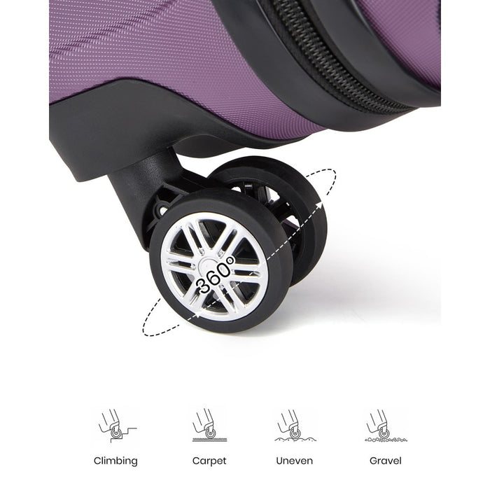 KSK2694 - Kono 20 Inch PC Hard Shell Suitcase, Carry-On Luggage with Silent Wheels & Organised Interior - Purple And Black