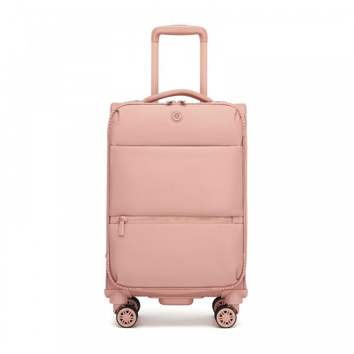 KSN2593 - 20 inch Women's Lightweight Softshell Suitcase with Spinner Wheels and Spacious Compartments - Pink