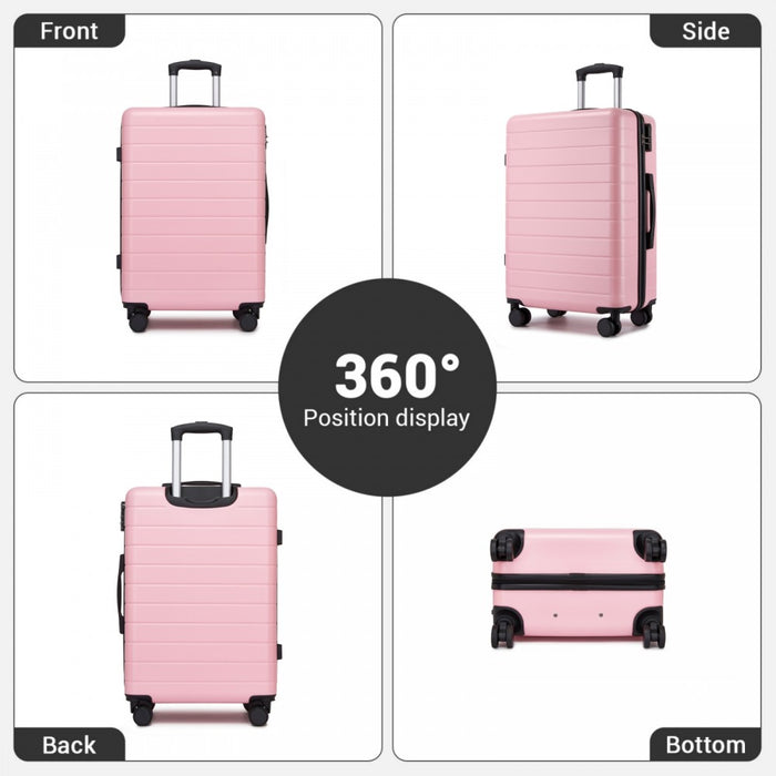 KSN2691 - 20 Inch Carry-On Luggage, Lightweight ABS Hard Shell Suitcase with 360 Silent Wheels, Combination Lock & Organised Interior - Pink
