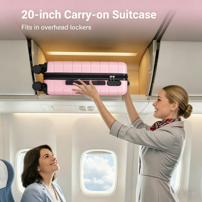 KSN2691 - 20 Inch Carry-On Luggage, Lightweight ABS Hard Shell Suitcase with 360 Silent Wheels, Combination Lock & Organised Interior - Pink