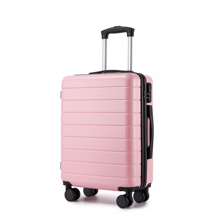 KSN2691 - 20 Inch Carry-On Luggage, Lightweight ABS Hard Shell Suitcase with 360 Silent Wheels, Combination Lock & Organised Interior - Pink