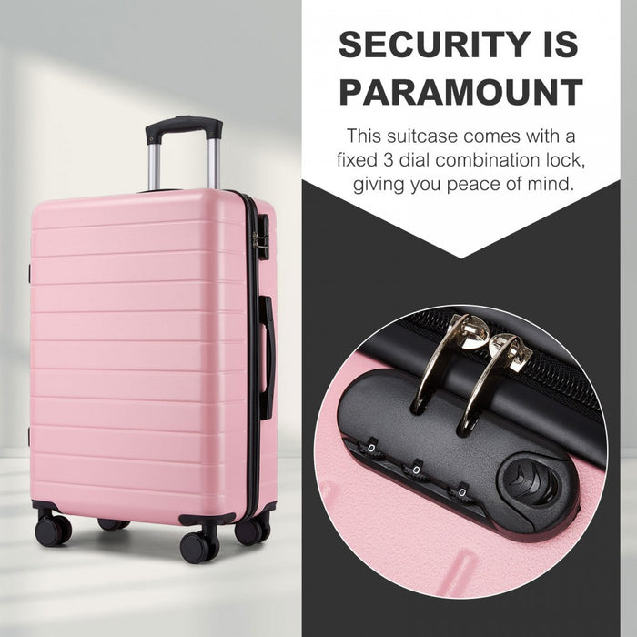 KSN2691 - 20 Inch Carry-On Luggage, Lightweight ABS Hard Shell Suitcase with 360 Silent Wheels, Combination Lock & Organised Interior - Pink