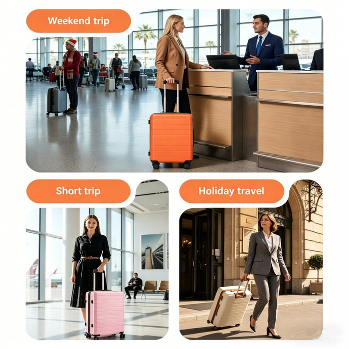 KSN2691 - 20 Inch Carry-On Luggage, Lightweight ABS Hard Shell Suitcase with 360 Silent Wheels, Combination Lock & Organised Interior - Pink