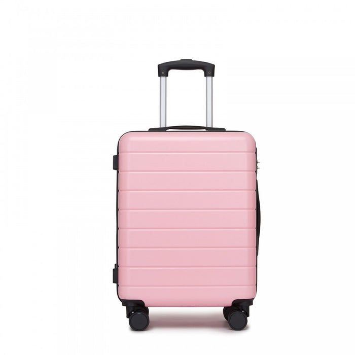 KSN2691 - 20 Inch Carry-On Luggage, Lightweight ABS Hard Shell Suitcase with 360 Silent Wheels, Combination Lock & Organised Interior - Pink