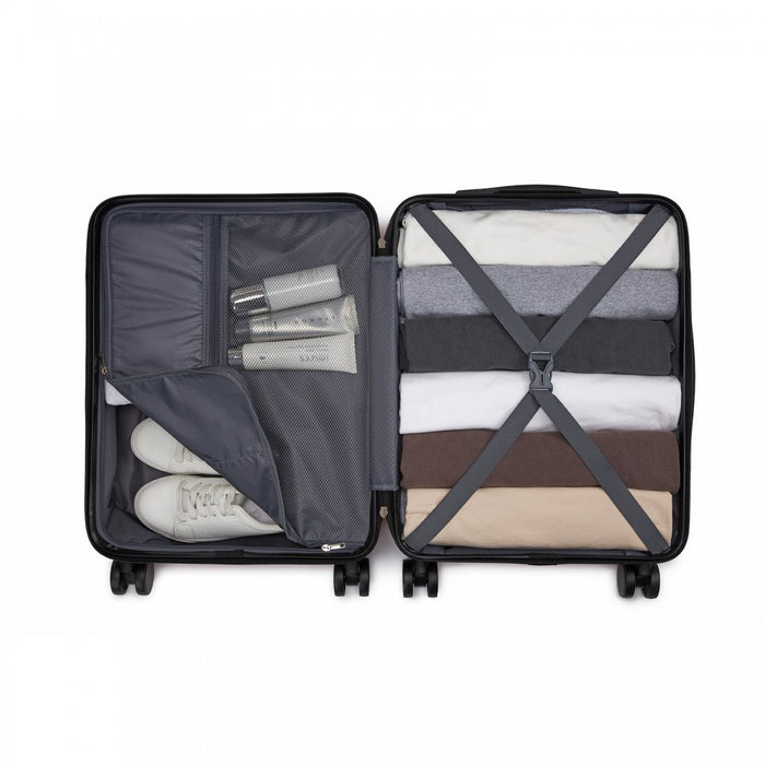 KSN2691 - 20 Inch Carry-On Luggage, Lightweight ABS Hard Shell Suitcase with 360 Silent Wheels, Combination Lock & Organised Interior - Pink