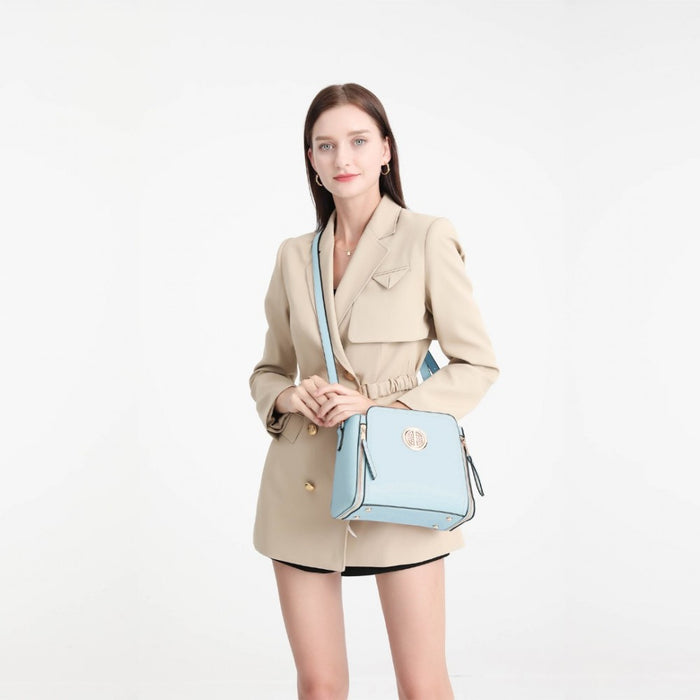 LB2126 - Miss Lulu Leather Look Practical Crossbody Bag - Blue