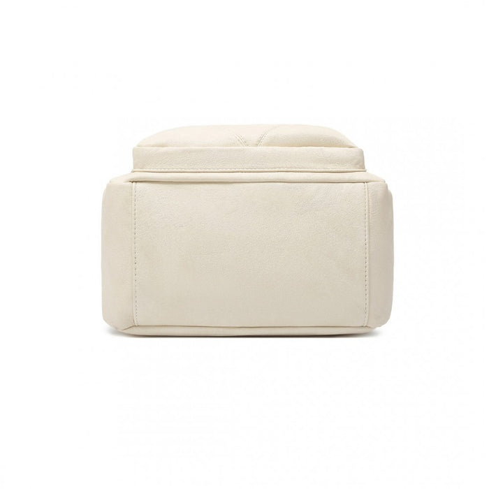 LB6907 - Miss Lulu Bowler Style Shoulder Bag - Beige And Brown