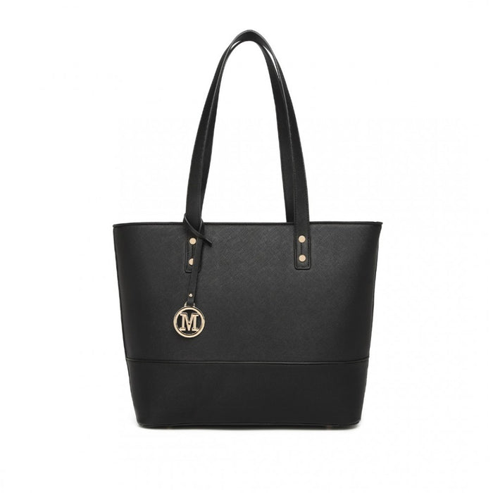 LG2023 - Miss Lulu Elegant 3-Piece Leather Look Tote Bag Set - Versatile & Chic for Every Occasion - Black