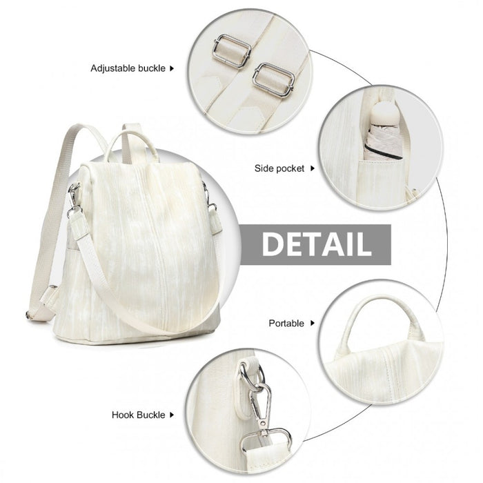 LG2333 - Miss Lulu Versatile Anti-Theft PU Leather Convertible Bag And Backpack - Beige