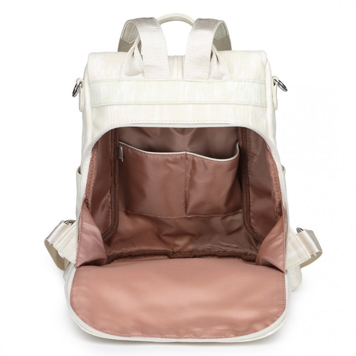 LG2333 - Miss Lulu Versatile Anti-Theft PU Leather Convertible Bag And Backpack - Beige