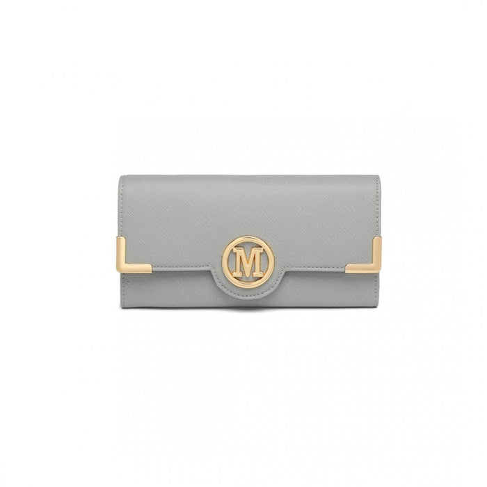 LP2022 - Miss Lulu Leather Look Classic Long Purse - Grey
