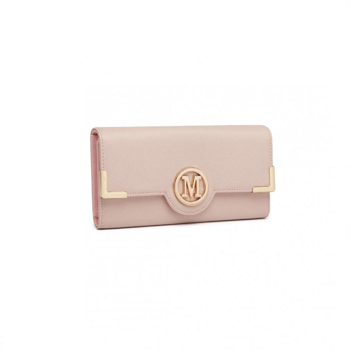 LP2022 - Miss Lulu Leather Look Classic Long Purse - Pink