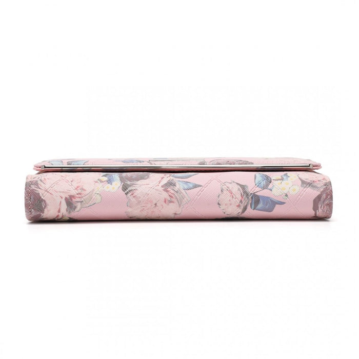 LP2353F - Miss Lulu Ladies' Flower Printed PU Leather Long Purse - Pink