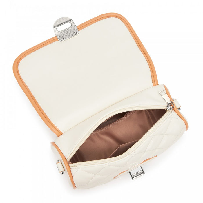 MSM2507 - Miss Lulu Practical Quilted PU Leather Crossbody Handbag with Secure Lock and Everyday Storage - Beige