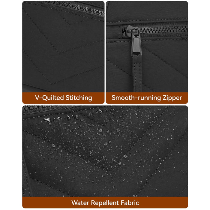 MSM2619 - Miss Lulu Women’s Crossbody Bag, Multi‑Zip Pockets Compact Daily Shoulder Bag - Black