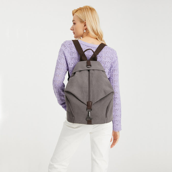 EB2044 - Kono Fashion Anti-Theft Canvas Backpack - Grey