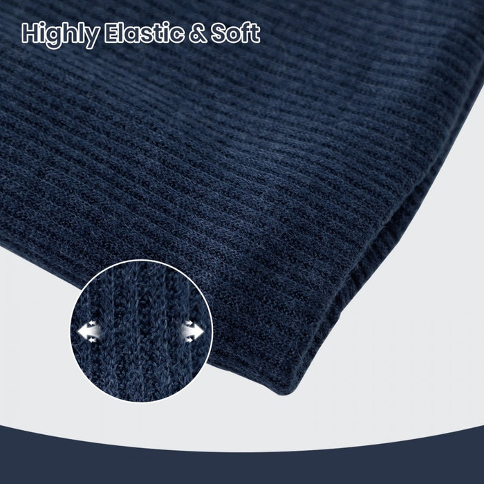 NWN5431 - Fleece-Lined Knit Neck Warmer Gaiter–Double-Layer Acrylic & Polyester, Stretchy, Soft, Wind-Resistant, Warm - Navy