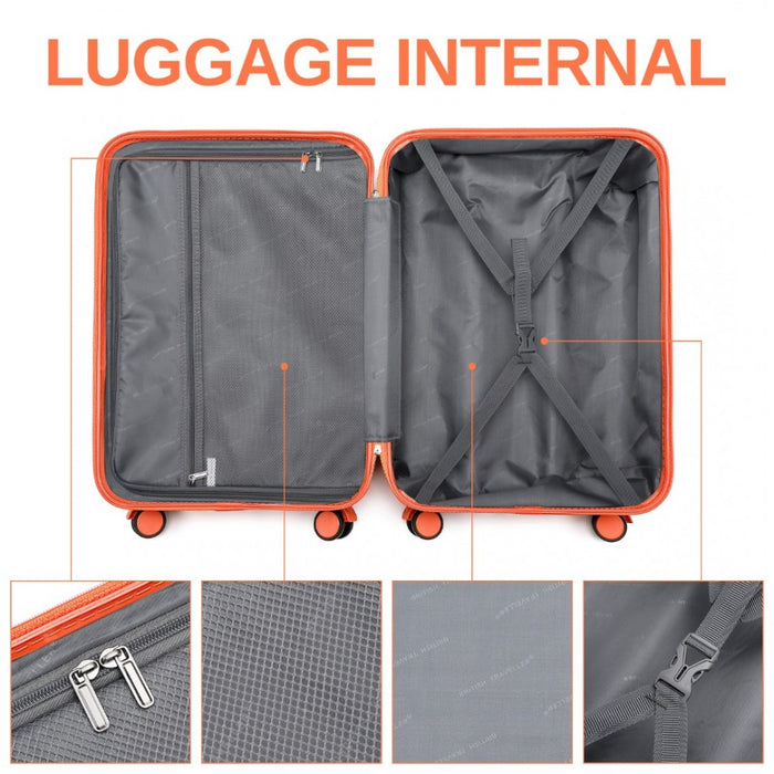 K2391L - British Traveller 20 Inch Durable Polycarbonate and ABS Hard Shell Suitcase With TSA Lock - Orange