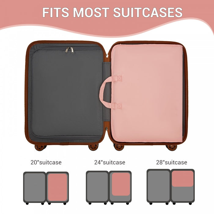POK2523 - Kono 6-in-1 Hanging Travel Organiser Bag, Portable Foldable Packing Cubes Set with Trolley Sleeve - Pink