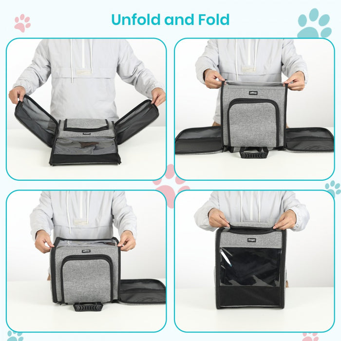 PTD2640 - Dogat Foldable And Durable Pet Backpack Carrier Travel Bag for Cats and Small Dogs - Grey