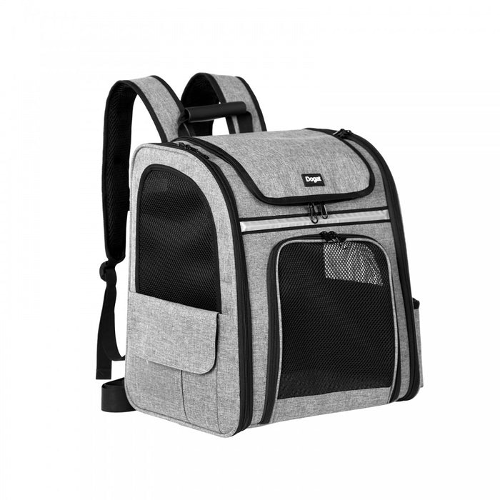 PTD2641 - Dogat Expandable And Foldable Pet Backpack Carrier with Ventilated Mesh Windows Comfortable & Secure Design - Grey