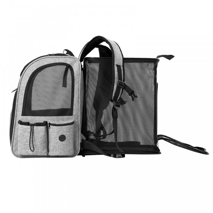 PTD2641 - Dogat Expandable And Foldable Pet Backpack Carrier with Ventilated Mesh Windows Comfortable & Secure Design - Grey