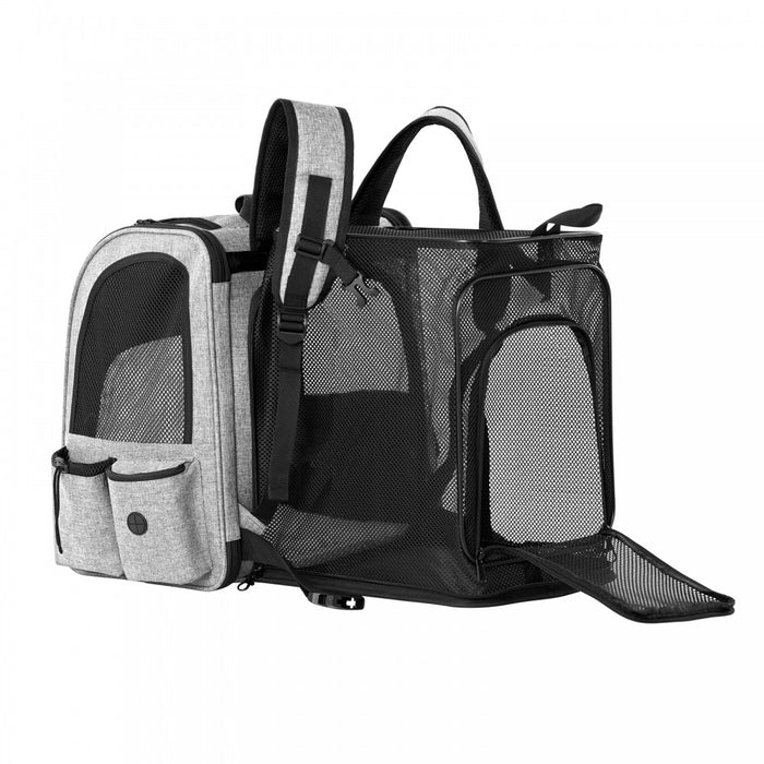 PTD2641 - Dogat Expandable And Foldable Pet Backpack Carrier with Ventilated Mesh Windows Comfortable & Secure Design - Grey