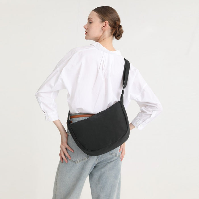 S2314 - Water-resistant Portable Crescent Shoulder Cross Body Bag - Purple