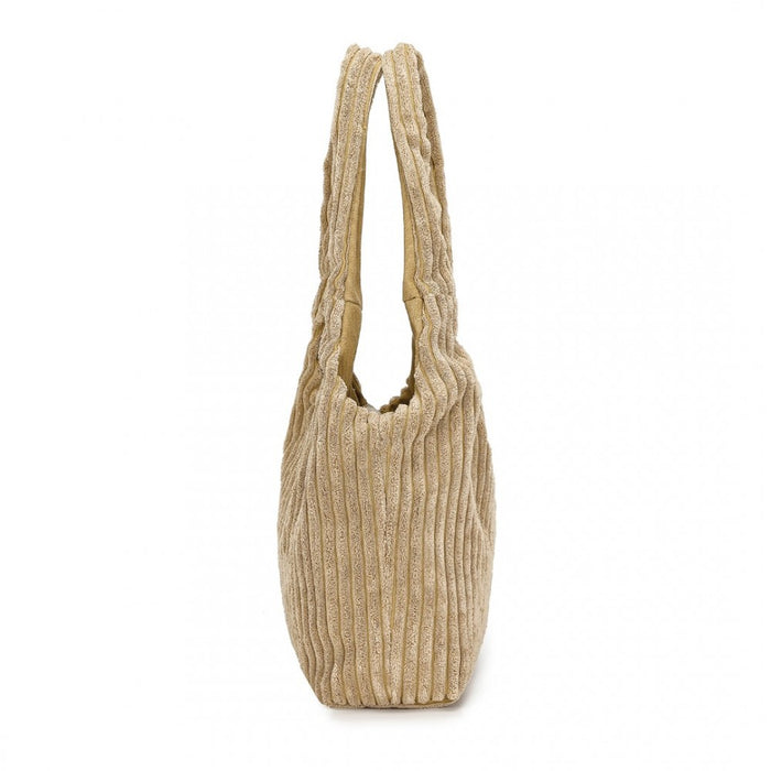 SRM2435 - Miss Lulu Reversible Corduroy Shoulder Bag with Spacious Interior - Brown
