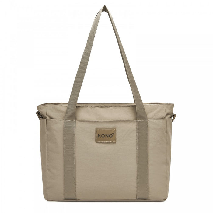 TVK2515 - Kono Comfortable and Easy-Carry Large-Capacity Travel Tote with Laptop Sleeve, Trolley Sleeve and Crossbody Strap - Khaki