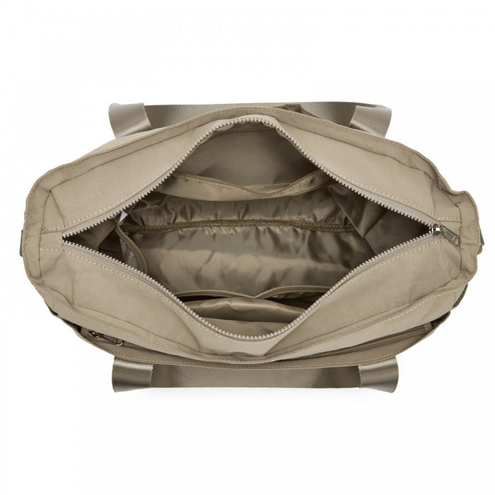 TVK2515 - Kono Comfortable and Easy-Carry Large-Capacity Travel Tote with Laptop Sleeve, Trolley Sleeve and Crossbody Strap - Khaki