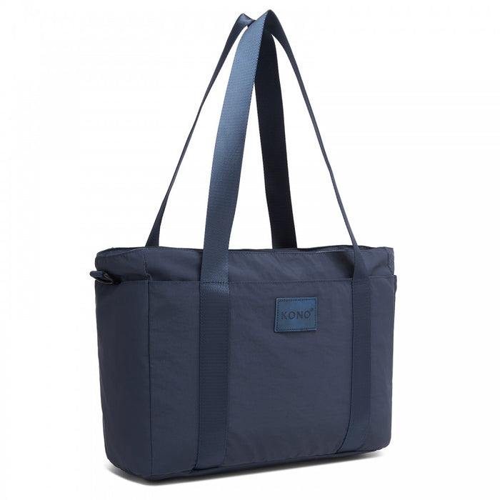 TVK2515 - Kono Comfortable and Easy-Carry Large-Capacity Travel Tote with Laptop Sleeve, Trolley Sleeve and Crossbody Strap - Navy