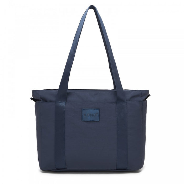 TVK2515 - Kono Comfortable and Easy-Carry Large-Capacity Travel Tote with Laptop Sleeve, Trolley Sleeve and Crossbody Strap - Navy