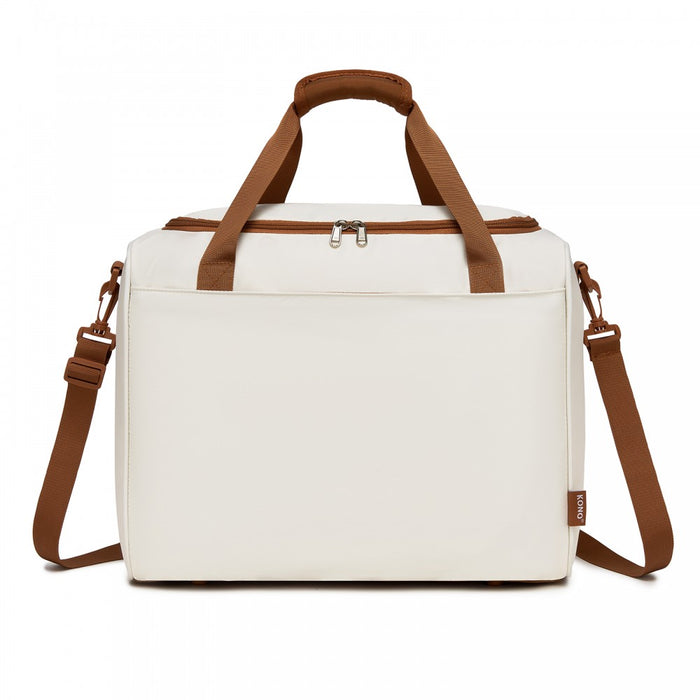 TVK2521 - Kono Compact and Lightweight 40×30×20 Personal-Item Travel Bag - U-Zip Wide Opening And Trolley Sleeve - Cream