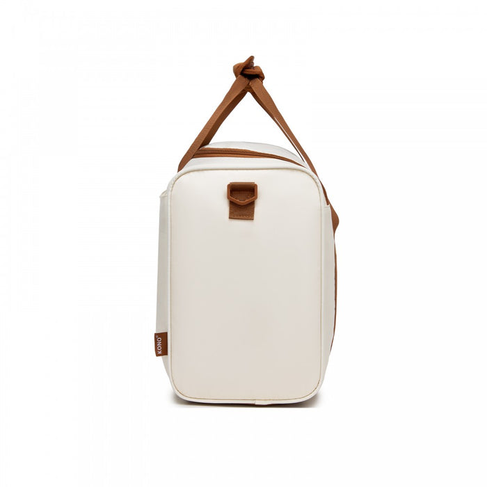 TVK2521 - Kono Compact and Lightweight 40×30×20 Personal-Item Travel Bag - U-Zip Wide Opening And Trolley Sleeve - Cream
