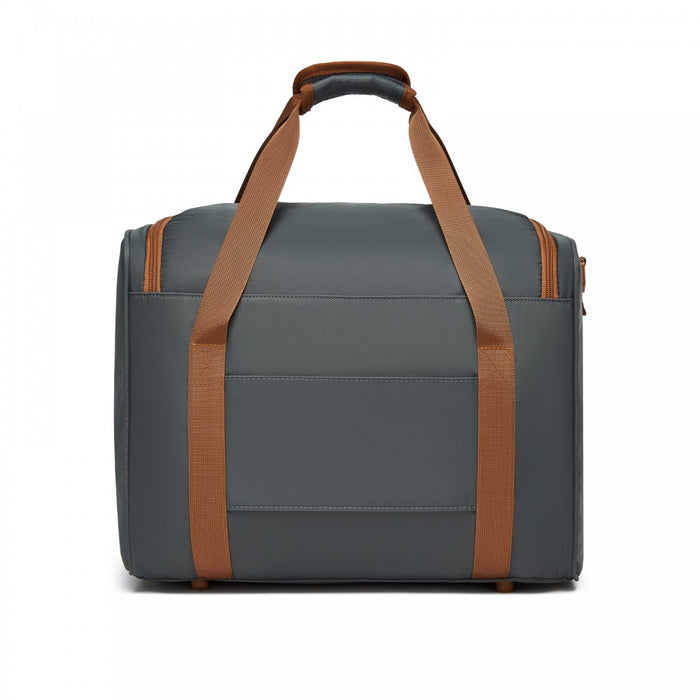 TVK2521 - Kono Compact and Lightweight 40×30×20 Personal-Item Travel Bag - U-Zip Wide Opening And Trolley Sleeve - Grey and Brown