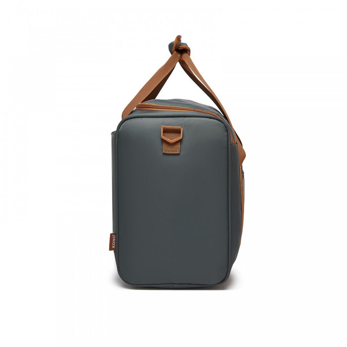 TVK2521 - Kono Compact and Lightweight 40×30×20 Personal-Item Travel Bag - U-Zip Wide Opening And Trolley Sleeve - Grey and Brown