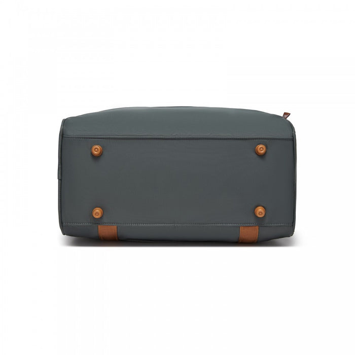 TVK2521 - Kono Compact and Lightweight 40×30×20 Personal-Item Travel Bag - U-Zip Wide Opening And Trolley Sleeve - Grey and Brown