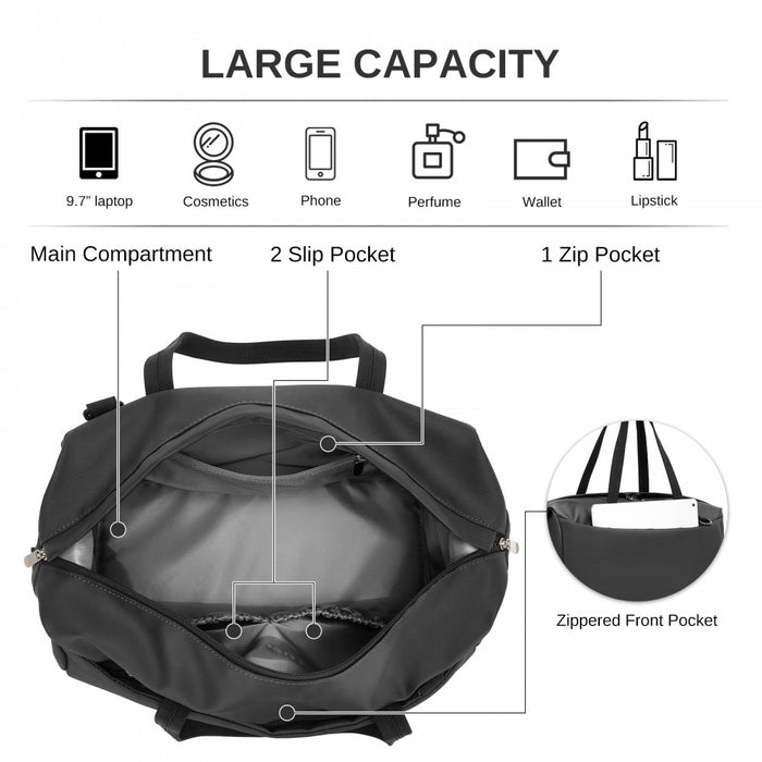 TVK2522 - Kono 40×30×20cm Cabin Approved Travel Bag - Versatile Carry-On Shoulder Bag for Travel, Gym, Business & Daily Use - Black